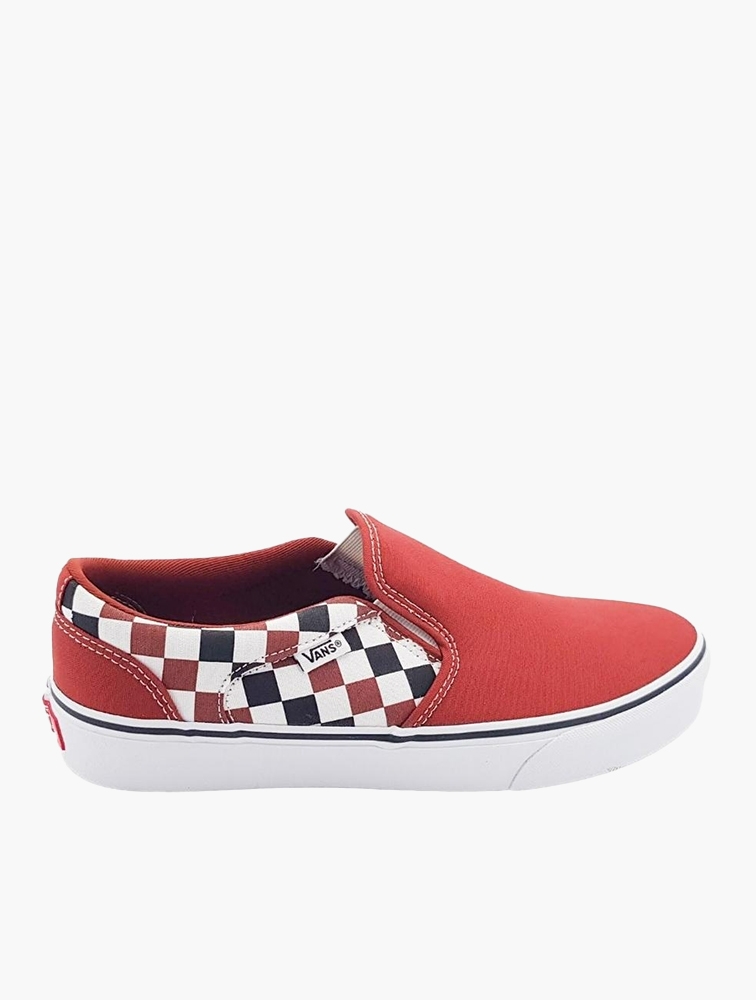 Dark red slip on vans best sale